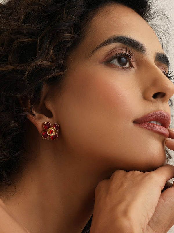 Red Petal Studs