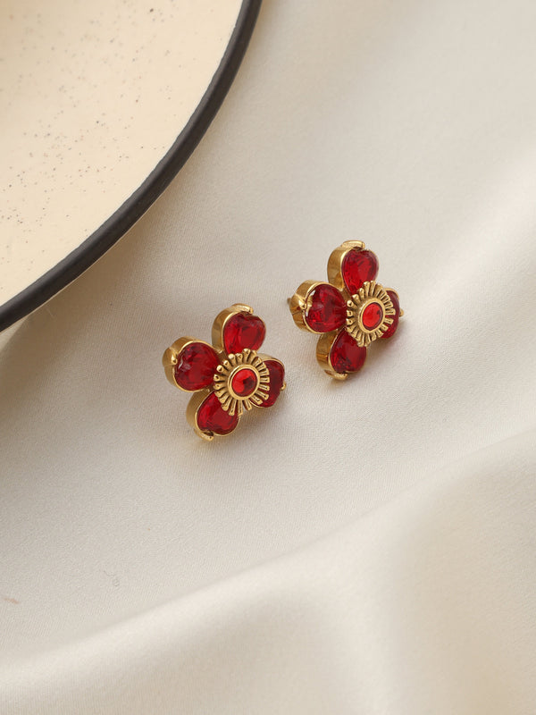 Red Petal Studs