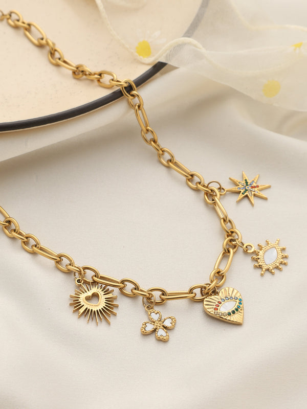 Anti-Tarnish Gold Plated Charms Necklace
