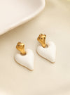 White Enamel Heart Earrings