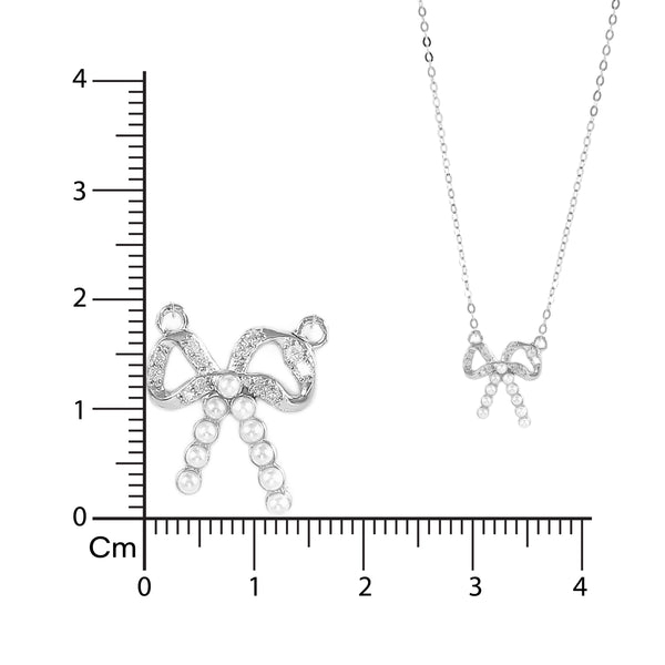 Silver Crystal Bow Necklace
