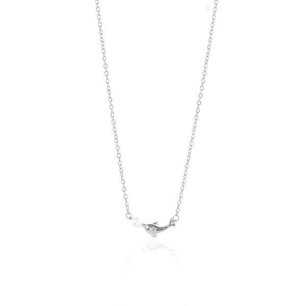 Silver Dolphin Pearl Necklace