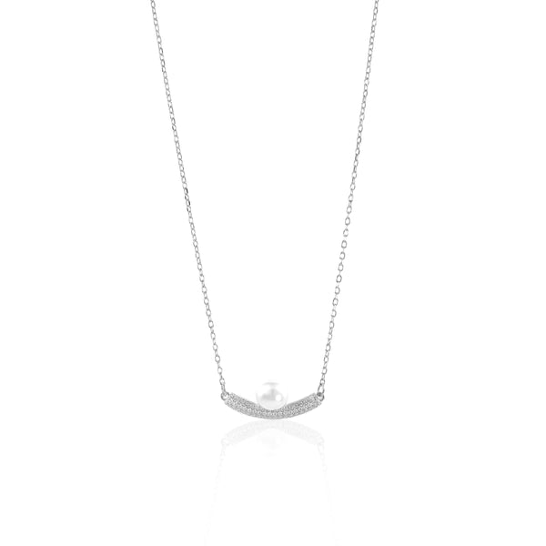 Silver Pearl Curve Necklace