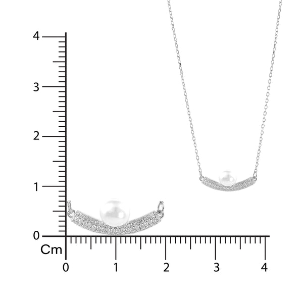 Silver Pearl Curve Necklace