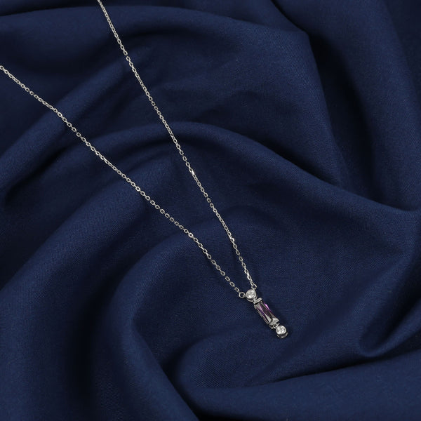 Silver Purple Radiance Bar Necklace