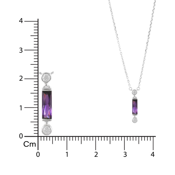 Silver Purple Radiance Bar Necklace