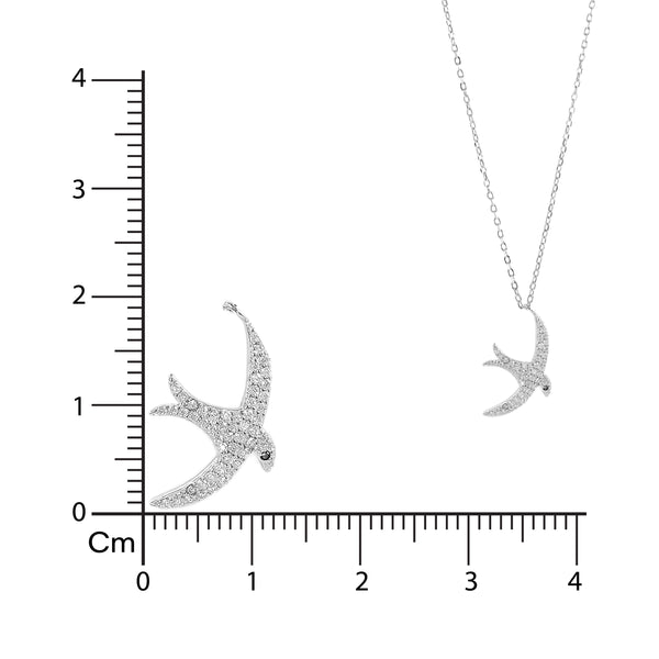 Silver Sparkling Swallow Necklace