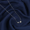 Silver Twin Pearl Droplet Necklace