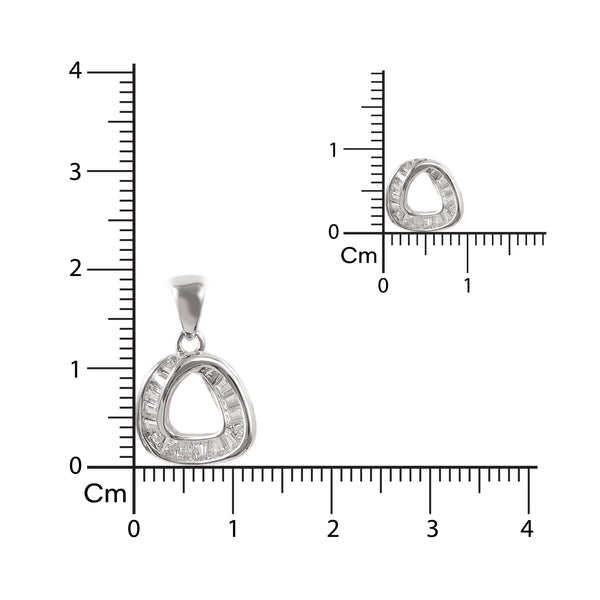 Silver Halo Triangle Pendant & Earrings Set