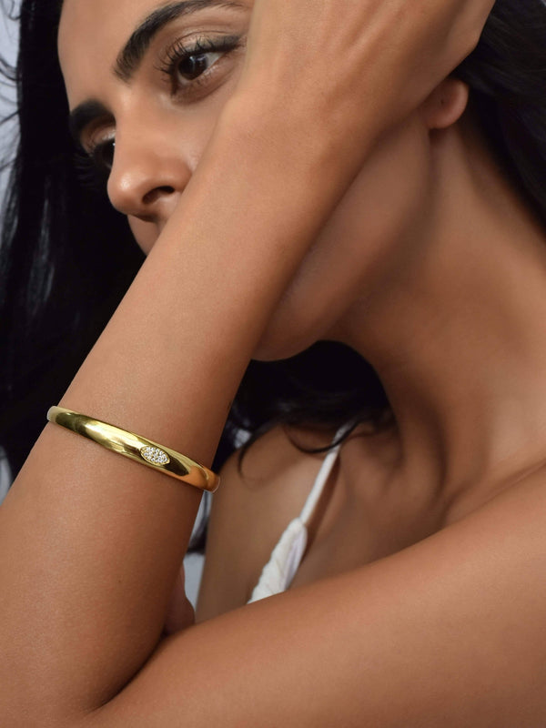 18K Gold Plated Evil Eye Cuff Bangle