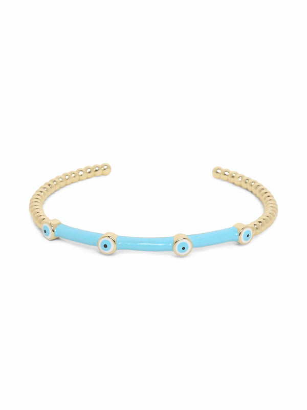 Blue Enamel Evil Eye Cuff Bangle