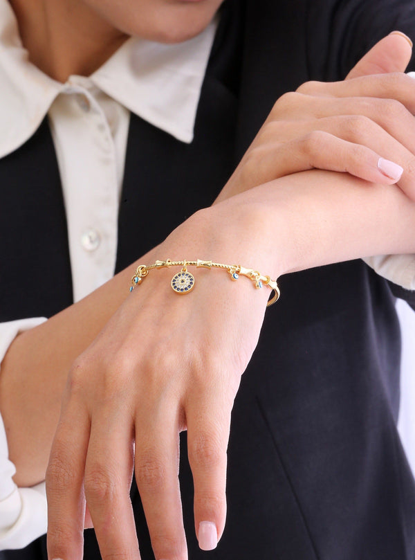 Daena Evil Eye Charm Bangle