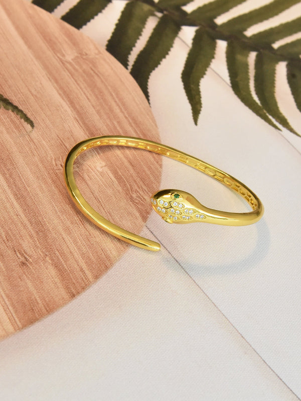 Serpentine Cuff Bracelet Handcrafted In 18K Gold Plate