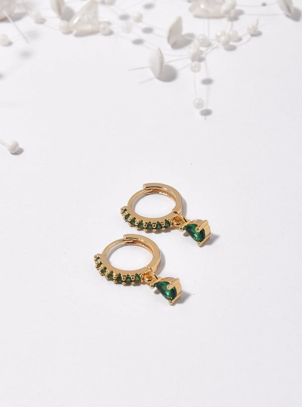 Emerald Zirconia Dangle Earrings