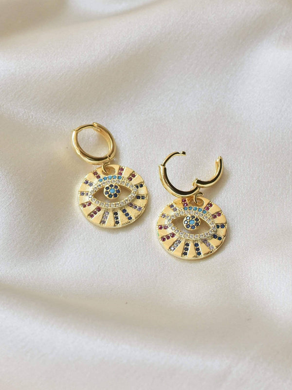 Evil Eye Medallion Earring