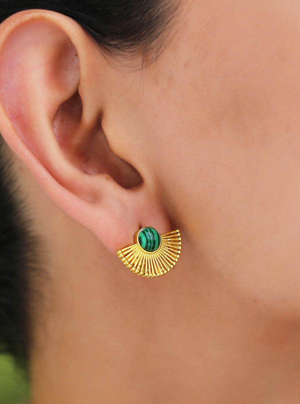 Green Malachite Hoop Earrings