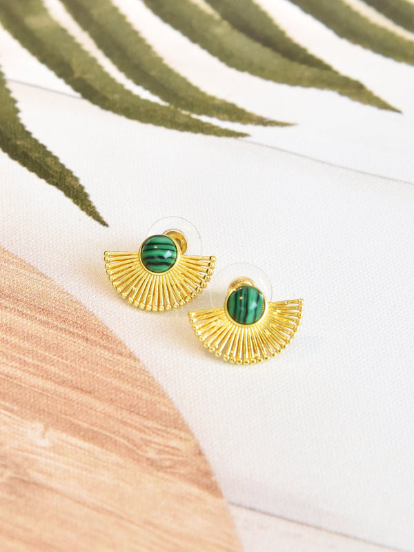 Green Malachite Hoop Earrings