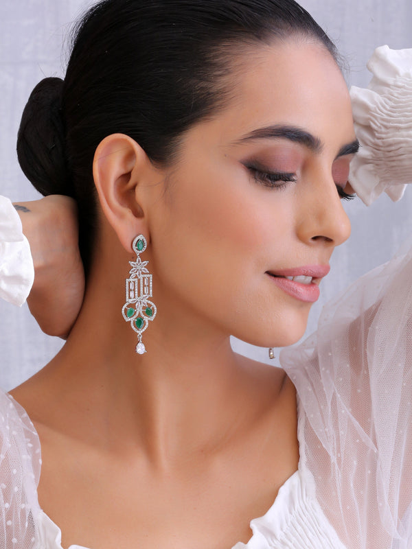 Midnight Green Diamante Earrings