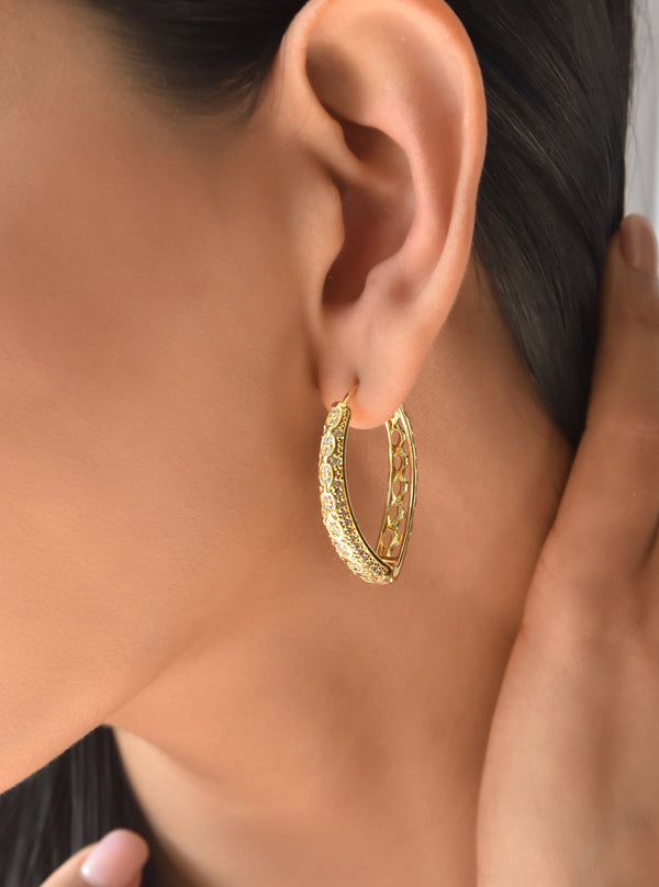 Peora Gold Plated Oval Hoops
