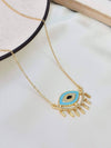 Blue Evil Eye Pendant With Gold Chain