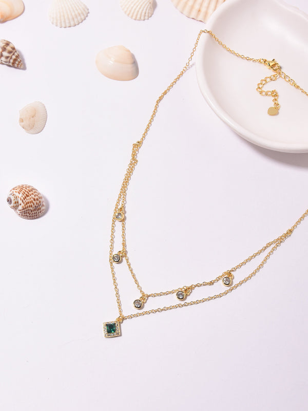 Emerald Olivia Layered Necklace