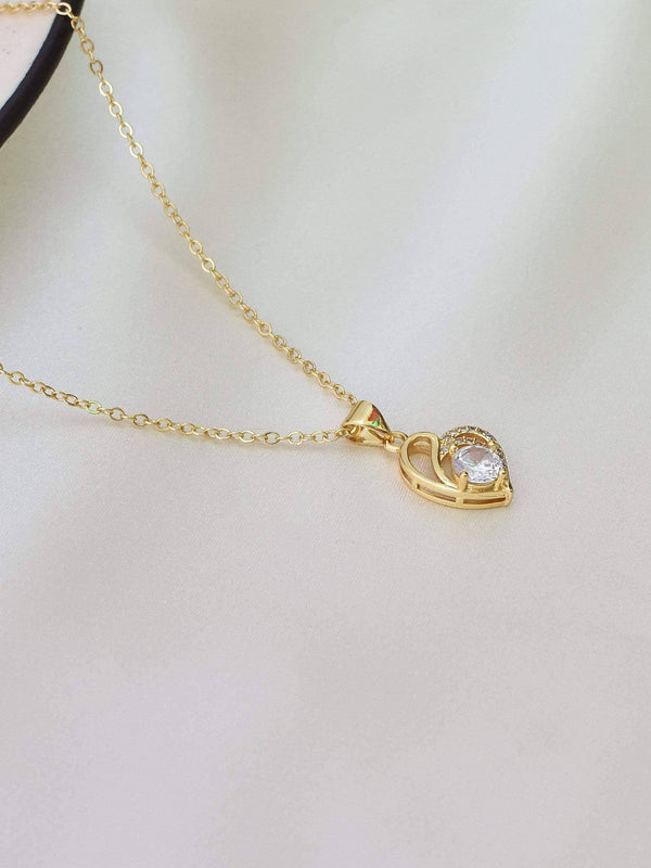 Gold Plated Solitaire Heart Necklace
