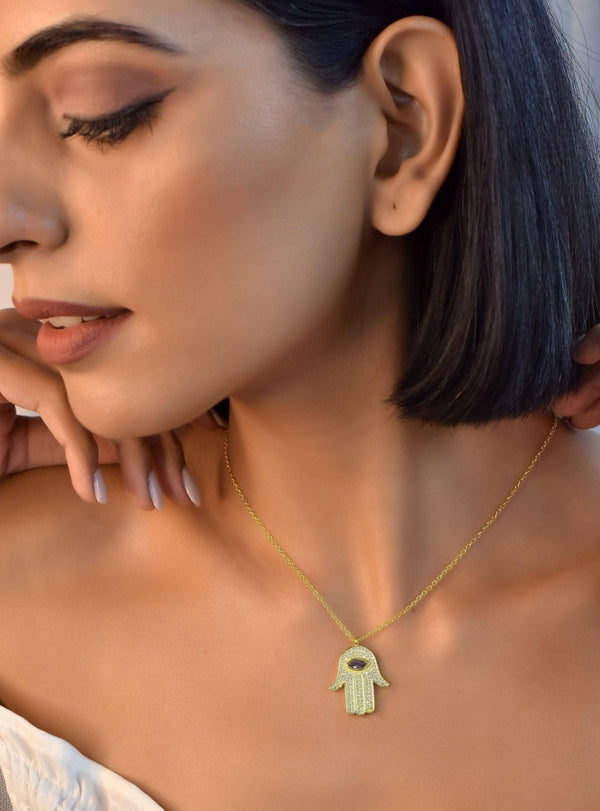 Large Hamsa Pendant Necklace