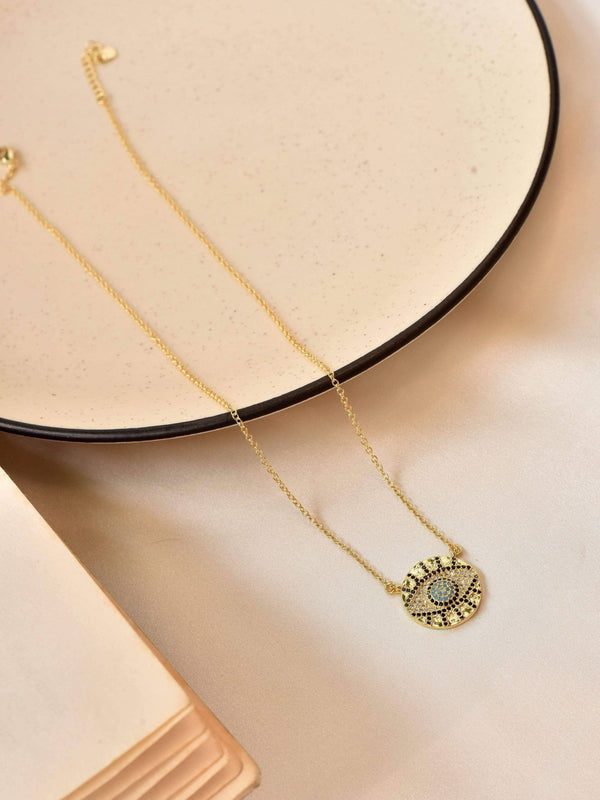 Eva Round Evil Eye Gold Necklace