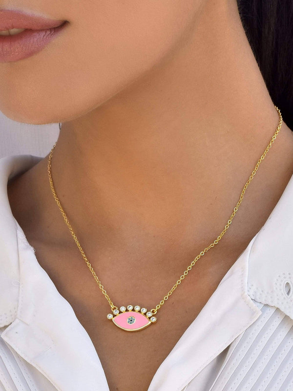 Pink Evil Eye Necklace
