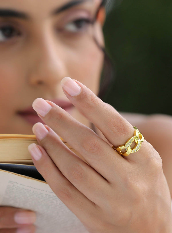 22K Gold Plated Link Chain Ring