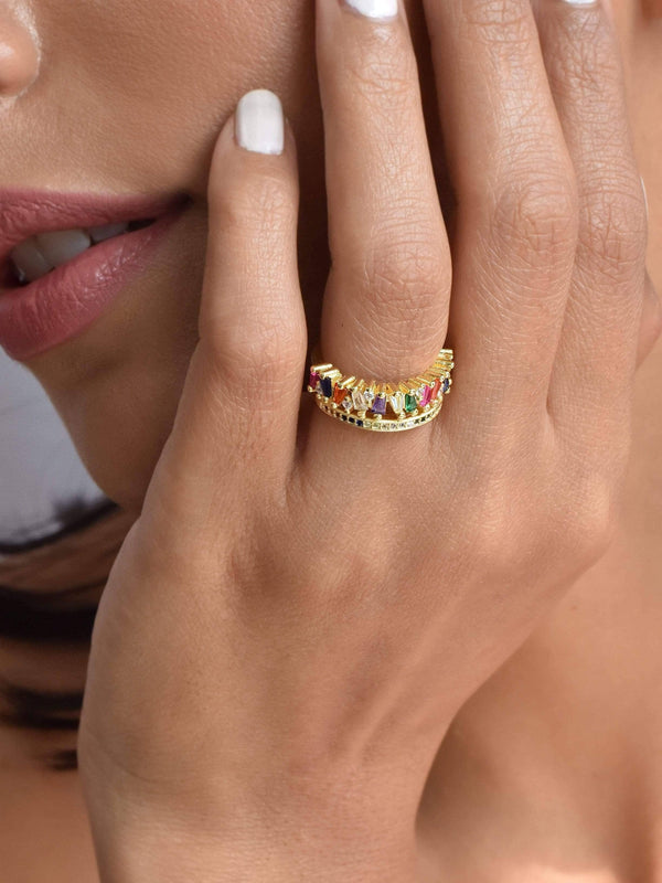 Multi Color Cubic Zirconia Ring
