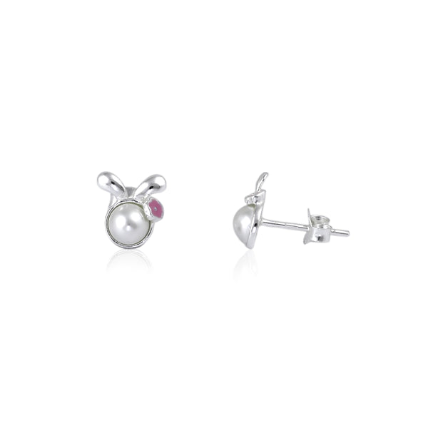 Rosé Pearl Charm Stud Earrings