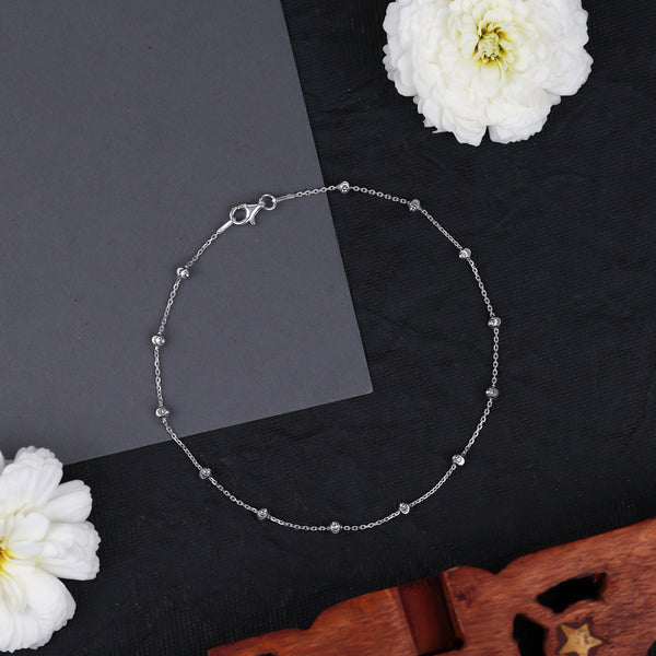 Dainty Bead Women’s Silver Anklet
