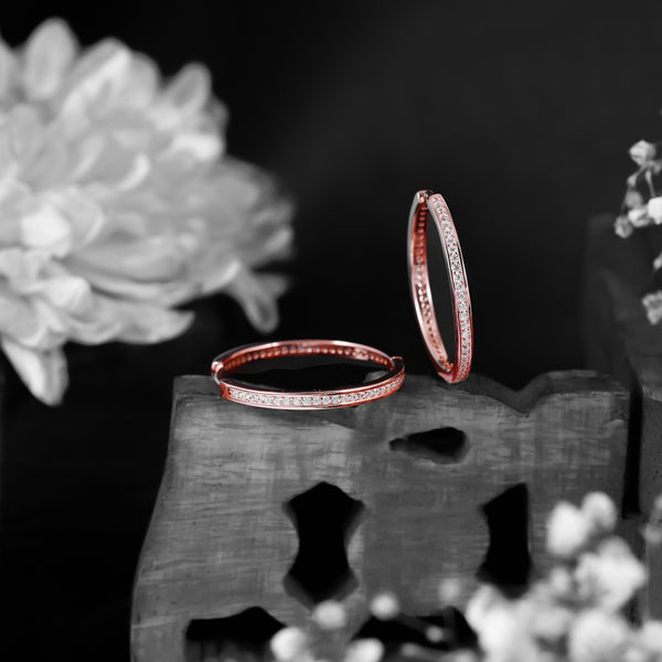Rosé/Silver Eternity Diamond Hoops