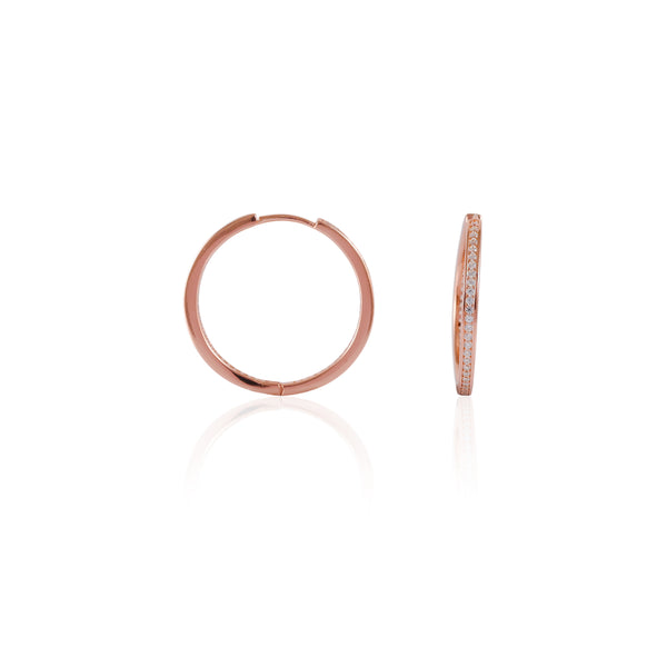 Rosé/Silver Eternity Diamond Hoops