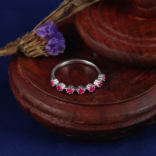 925 SILVER PINK STONE RING