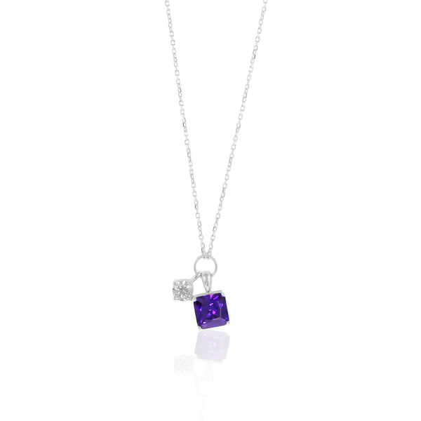 925 Silver Purple Square Necklace
