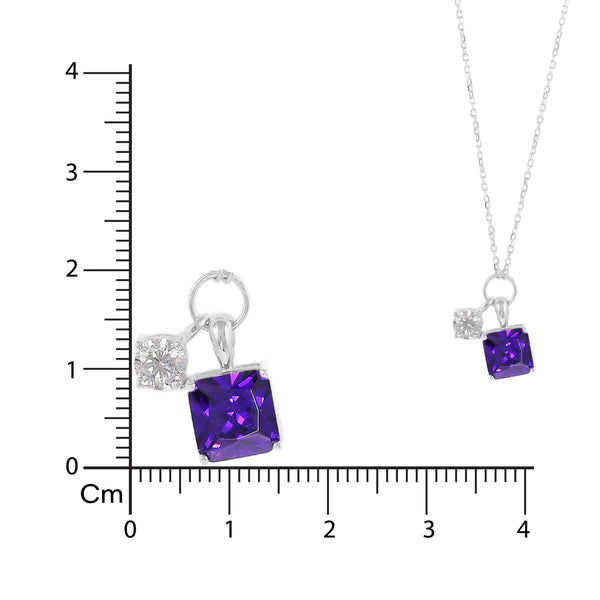 925 Silver Purple Square Necklace