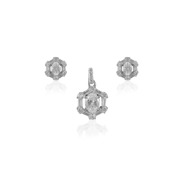 925 SILVER HEXAGONAL PENDAL SET