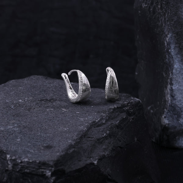 Textured Silver Hoop Earrings