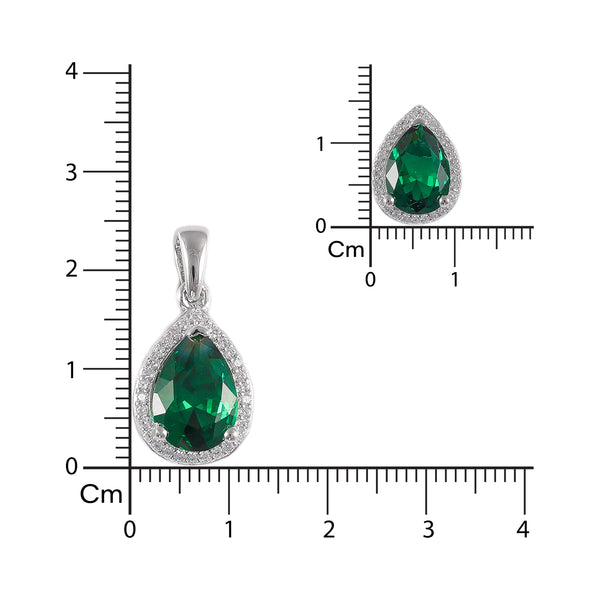 925 SILVER EMERALD DEWDROP PENDAL SET
