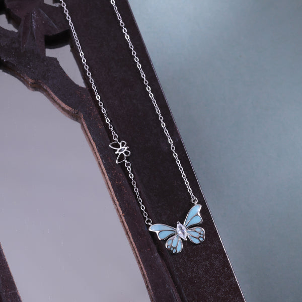BLUE BUTTERFLY CHARM NECKLACE
