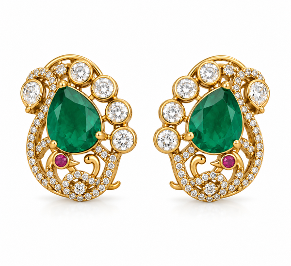 Emerald Elegance Moissanite Statement Earrings