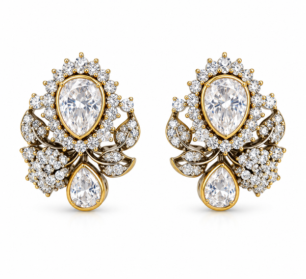 Floral Brilliance Moissanite Stud Earrings