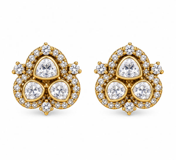 Triple Brilliance Moissanite Stud Earrings