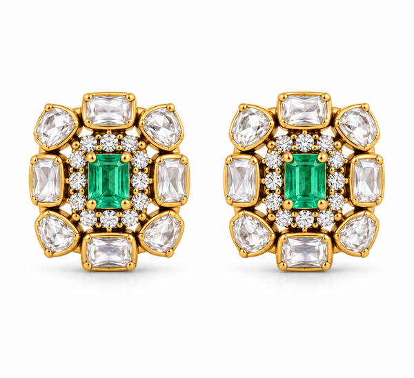 Emerald Radiance Moissanite Statement Earrings