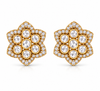 Golden Floral Moissanite Cluster Stud Earrings