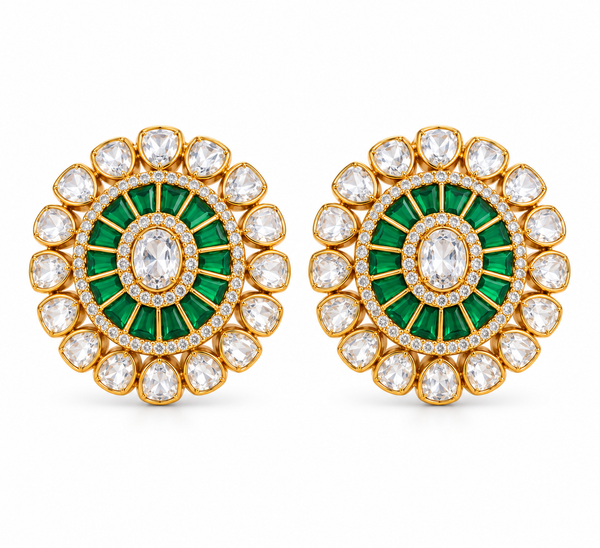 Emerald Floral Moissanite Statement Earrings