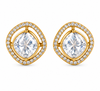 Cushion Cut Halo Moissanite Stud Earrings