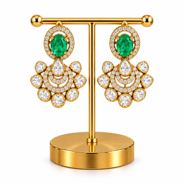 Emerald Elegance Moissanite Drop Earrings